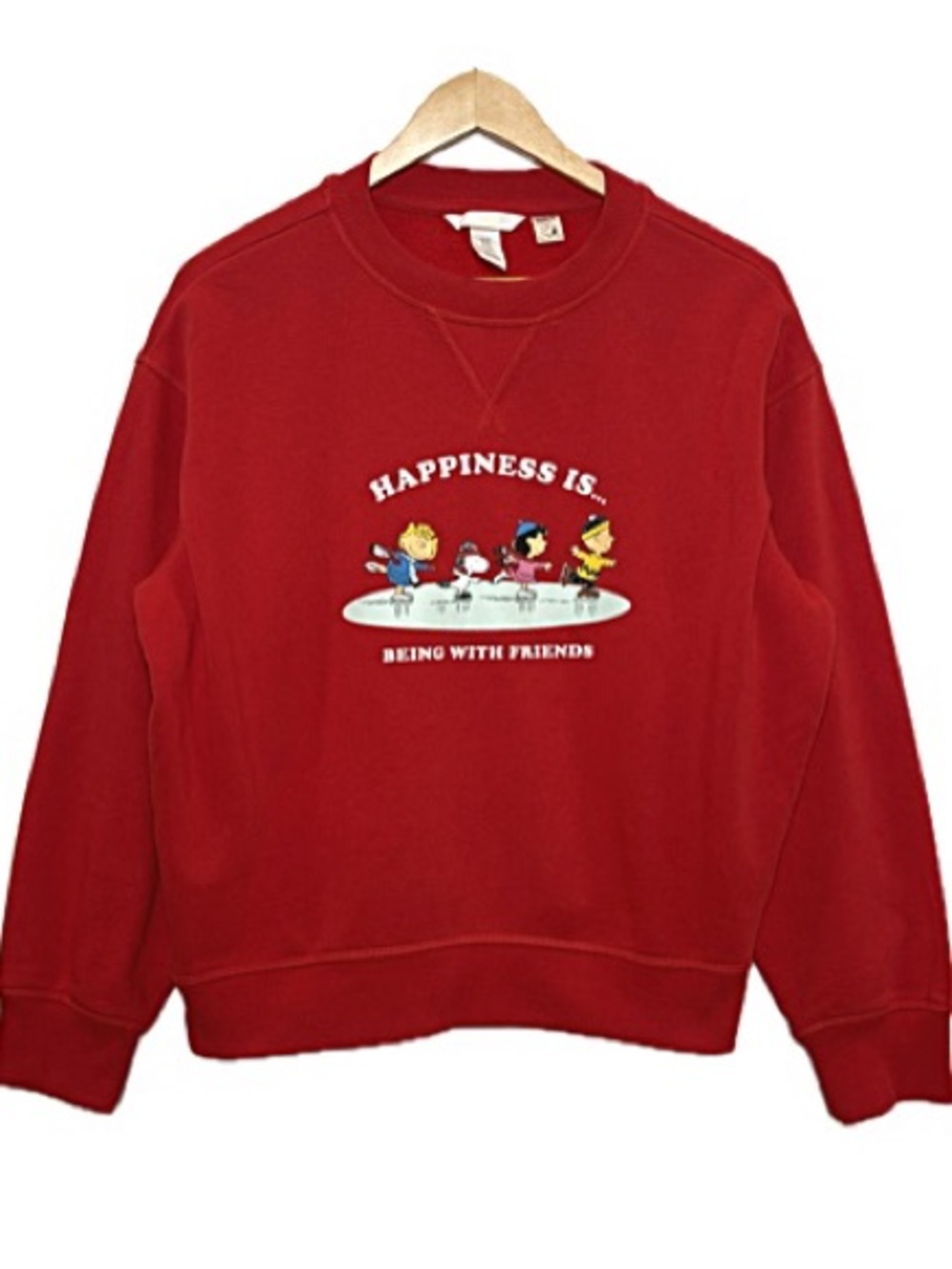 H&M X Peanuts Collab "Happiness Is Being with Friends" Graphic Sweatshirt Sz XS
